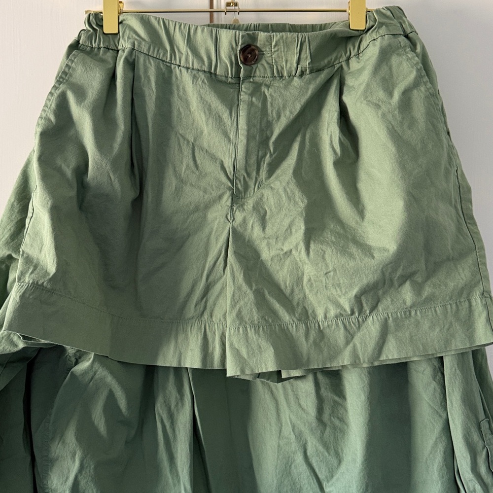 Women's Matching Cotton Poplin Set: High-Rise Poplin Shorts & Shirt, Green, S - Picture 7 of 9